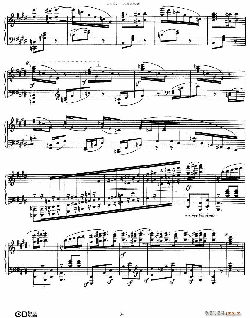 Bartok DD 71 Four Piano Pieces()34