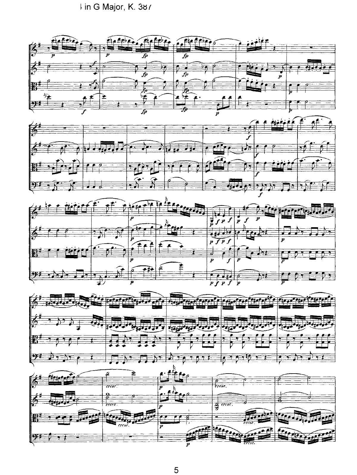 Mozart Quartet No 14 in G Major K 387()5