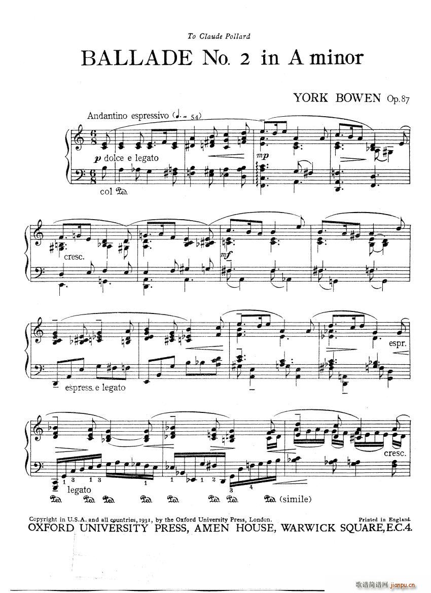 Bowen Op 87 Ballade No 2()1