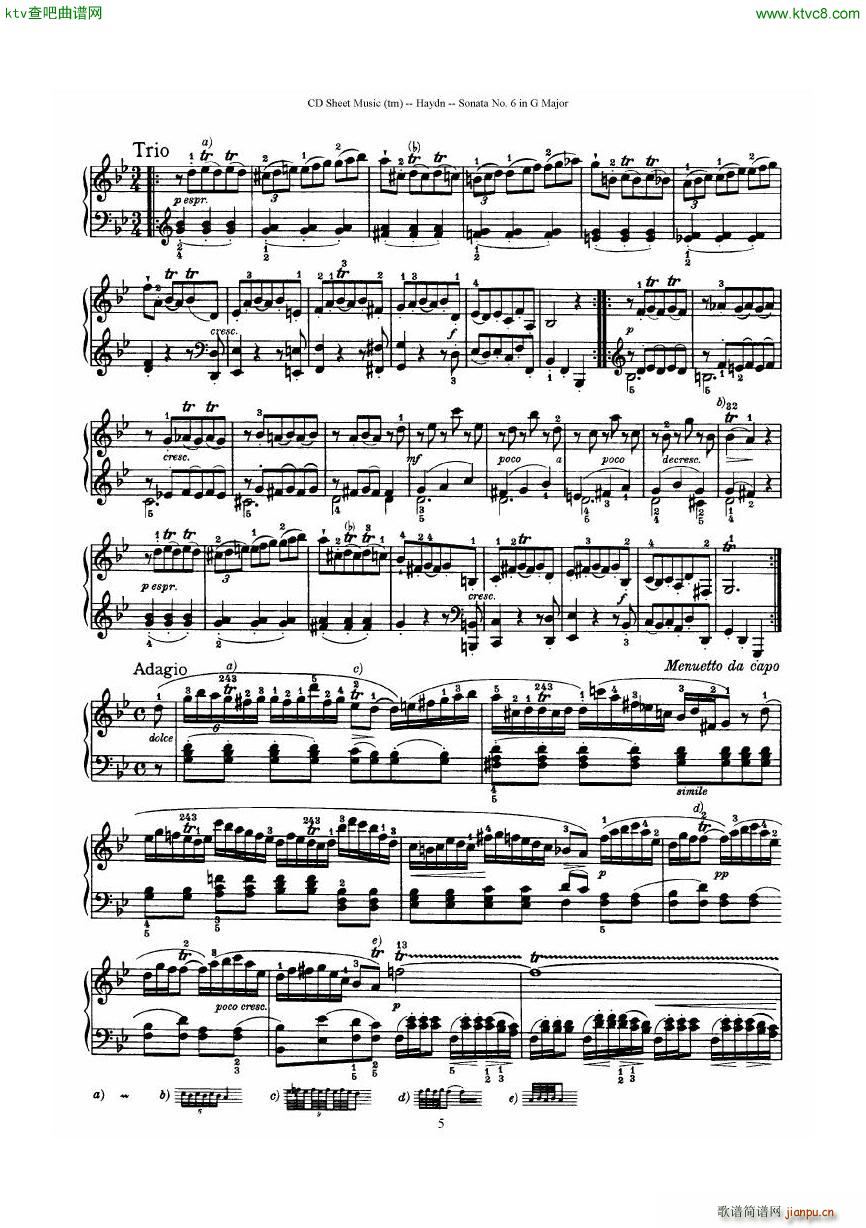 Haydn Joseph Sonata no 6 in G Major()5