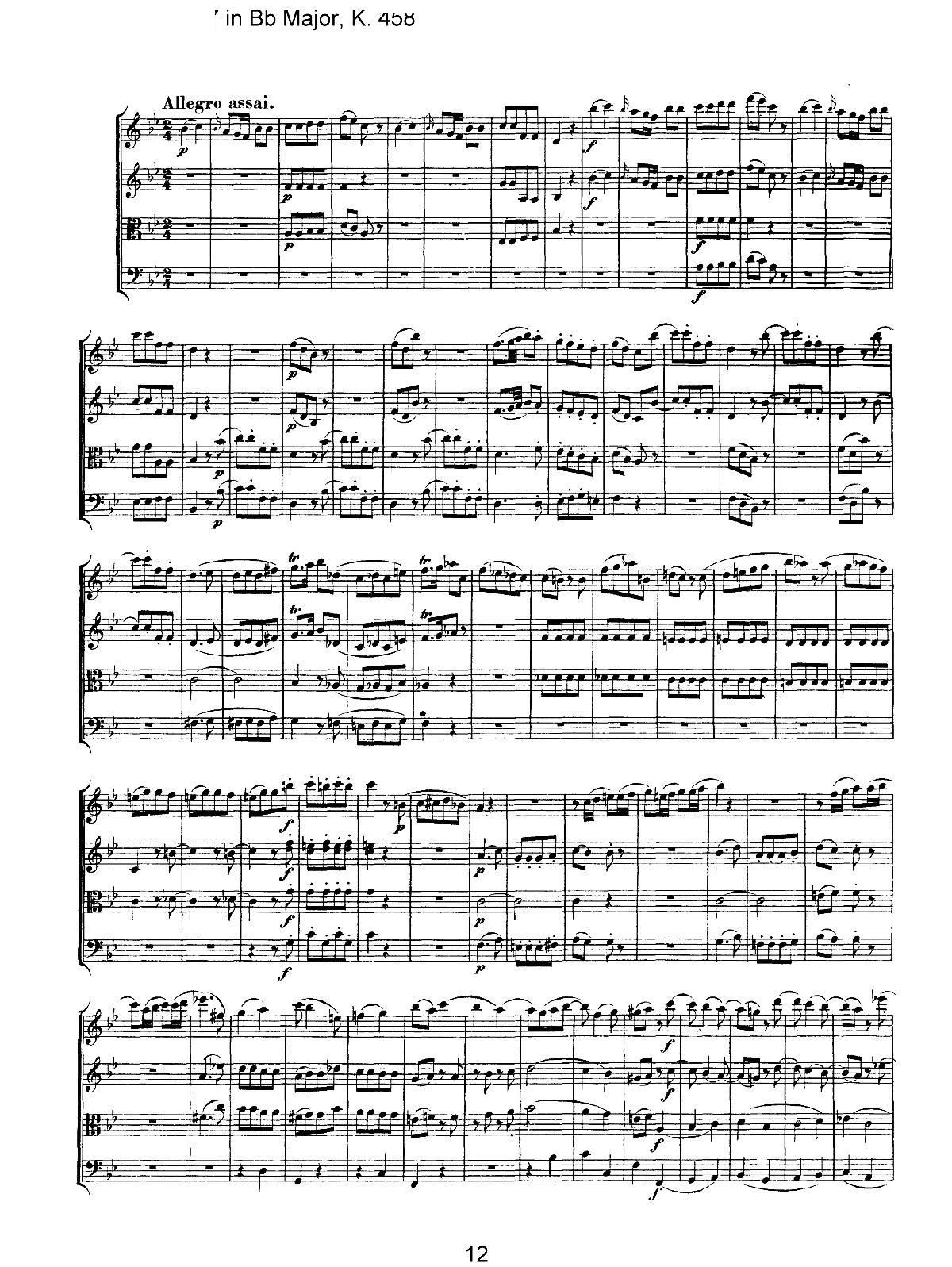 Mozart Quartet No 17 in Bb Major K 458()12