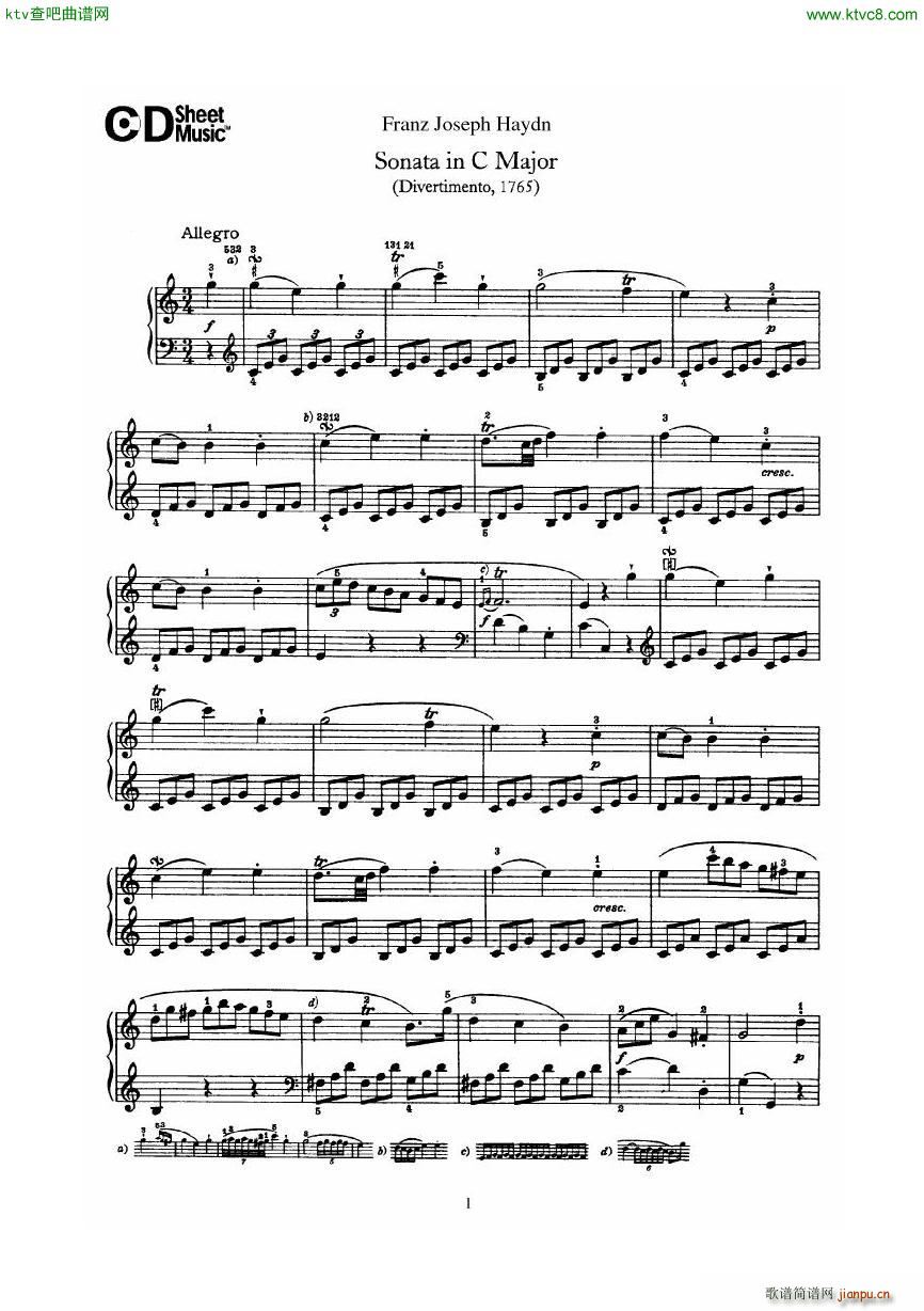 Haydn Joseph Sonata no 3 in C Major()1