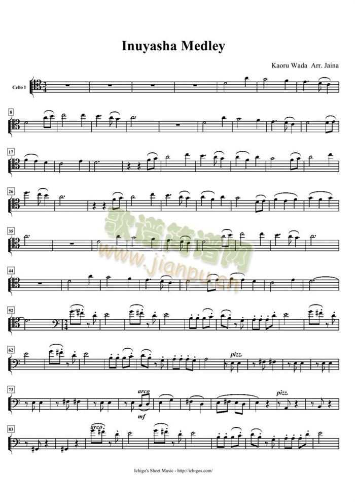 Inuyasha Medley (cell)简谱