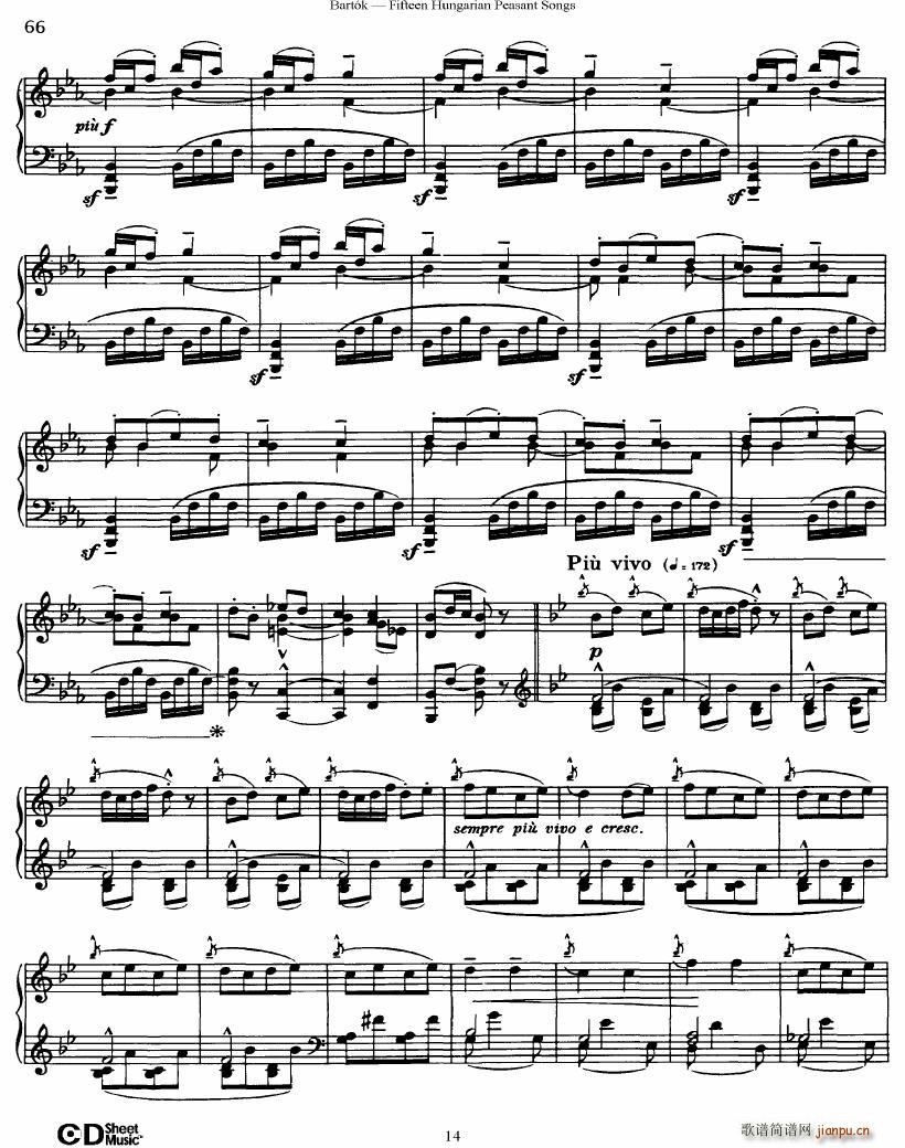 Bartok SZ 71 Fifteen Hungarian Peasant Songs Piano()14