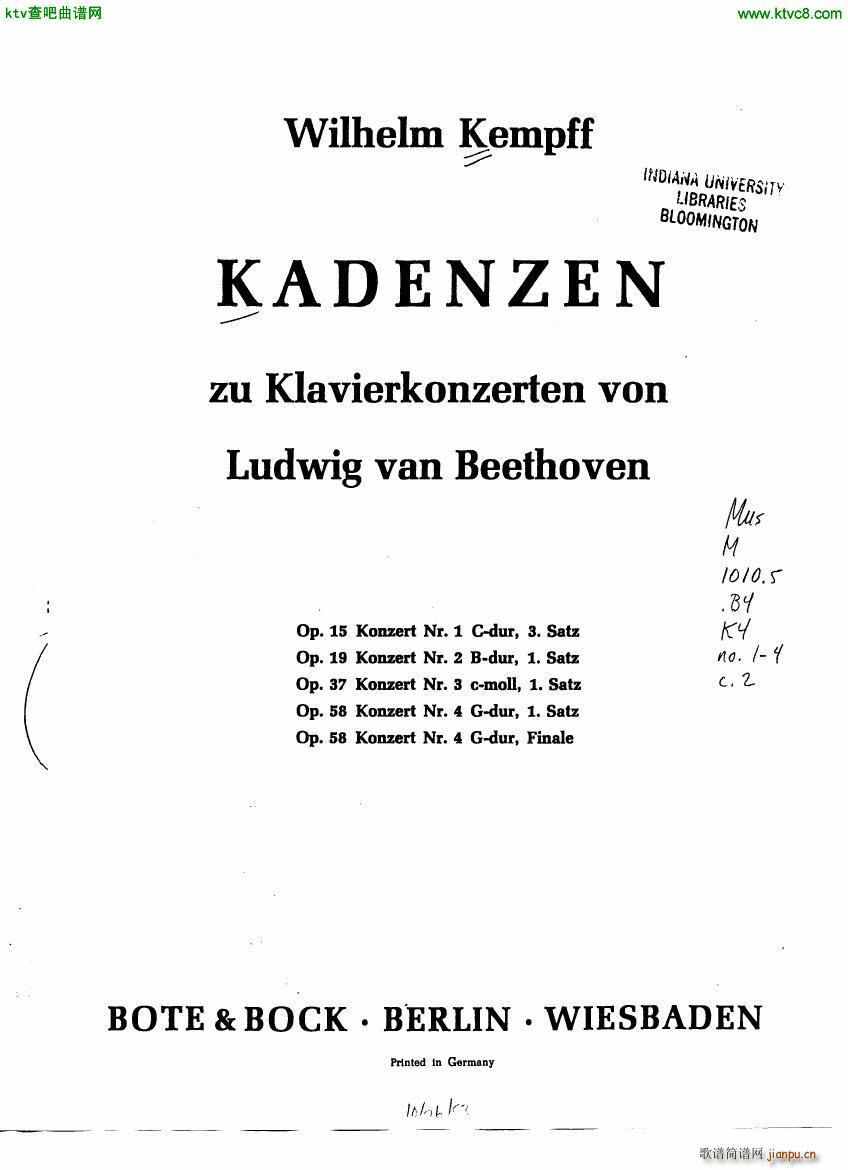 Kempff Beethoven Kadenzen()1