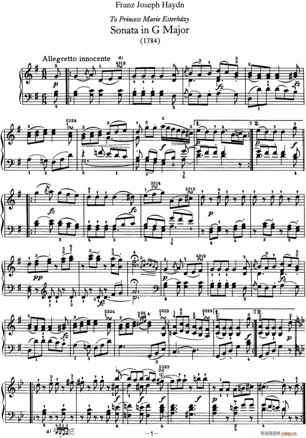   Hob XVI 40 in G major()1