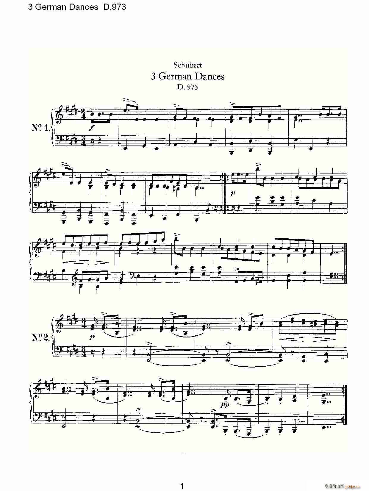 3 German Dances D.973(ʮּ)1