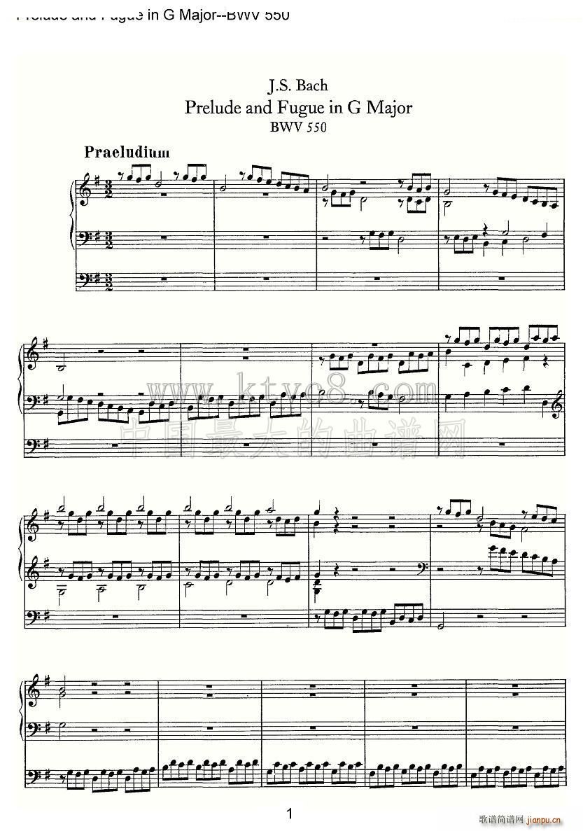 Prelude and Fugue in G Major BWV 550 ܷ(ʮּ)1