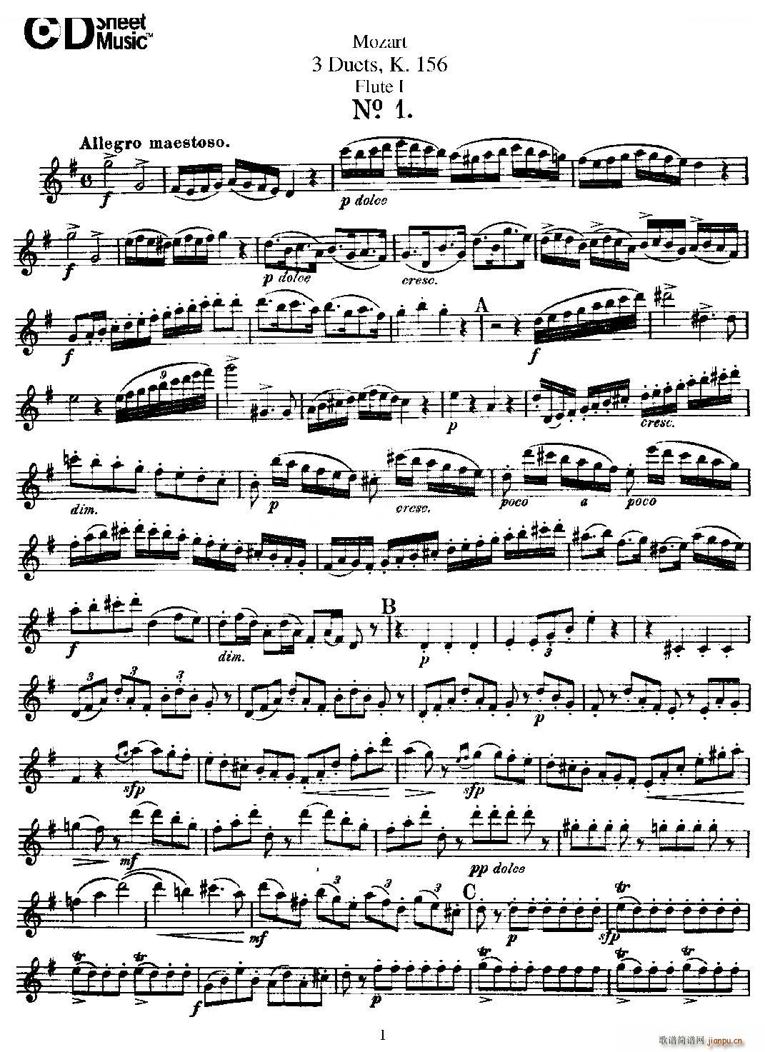 3 Duets K 156 ֮һ  K156 ͭ()1