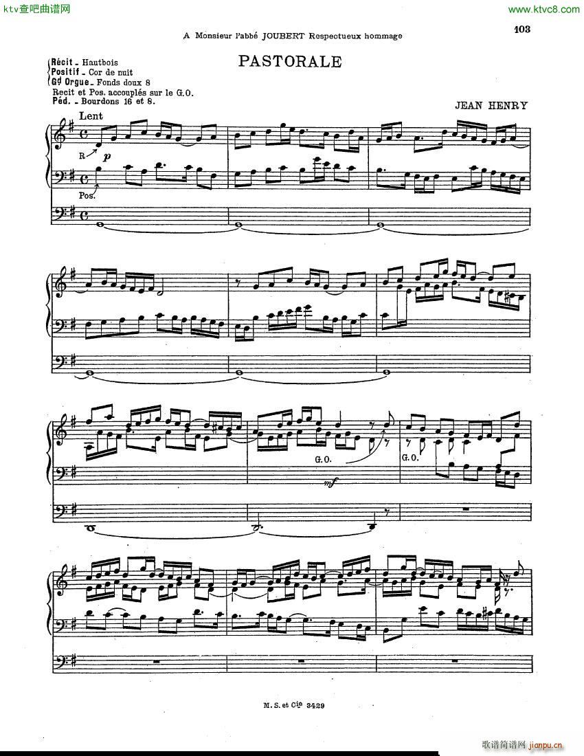 Henry Jean Pastorale organ()1