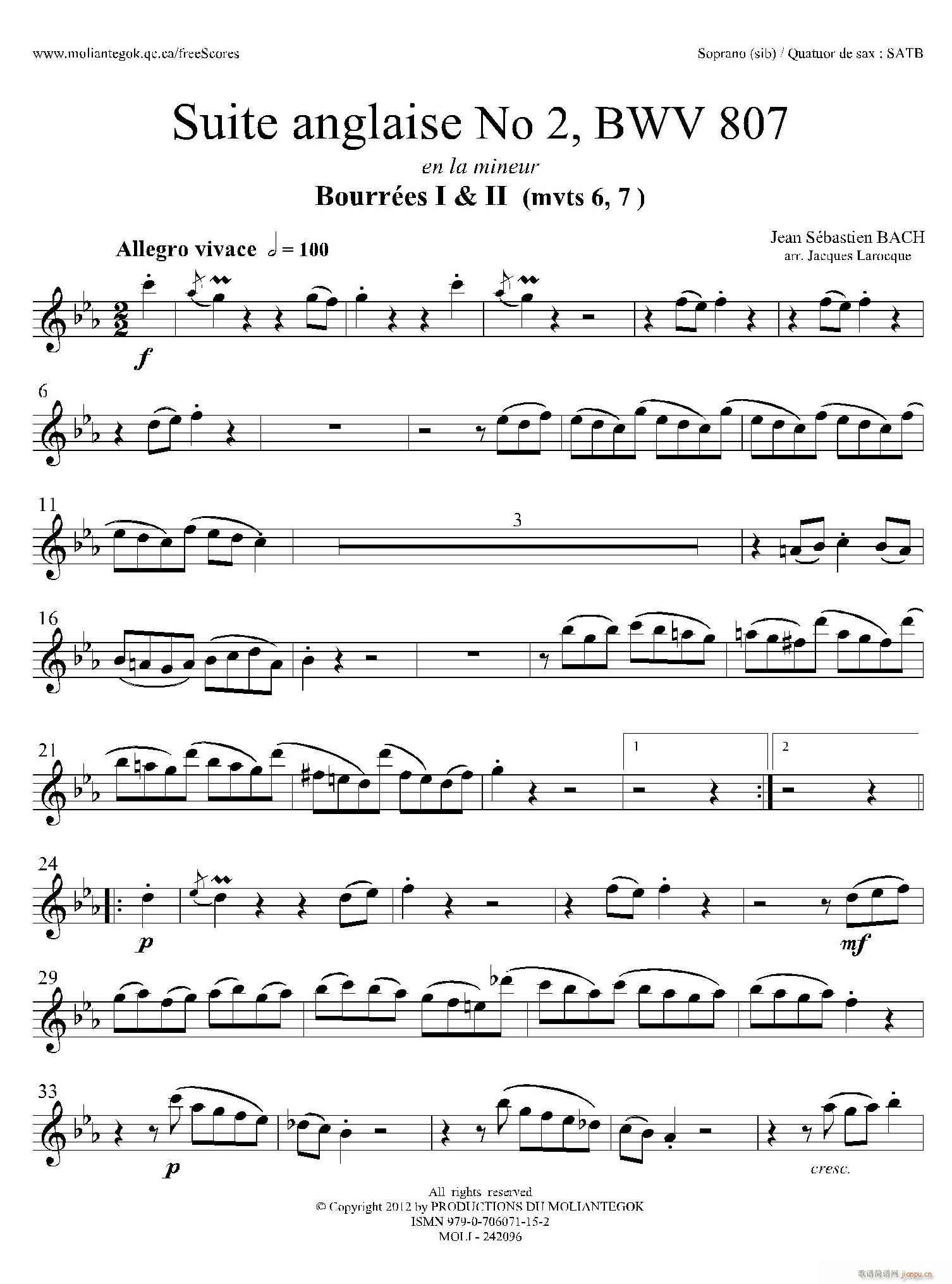 Suite anglaise No 2 BWV 807 ֮  ˹(ʮּ)1