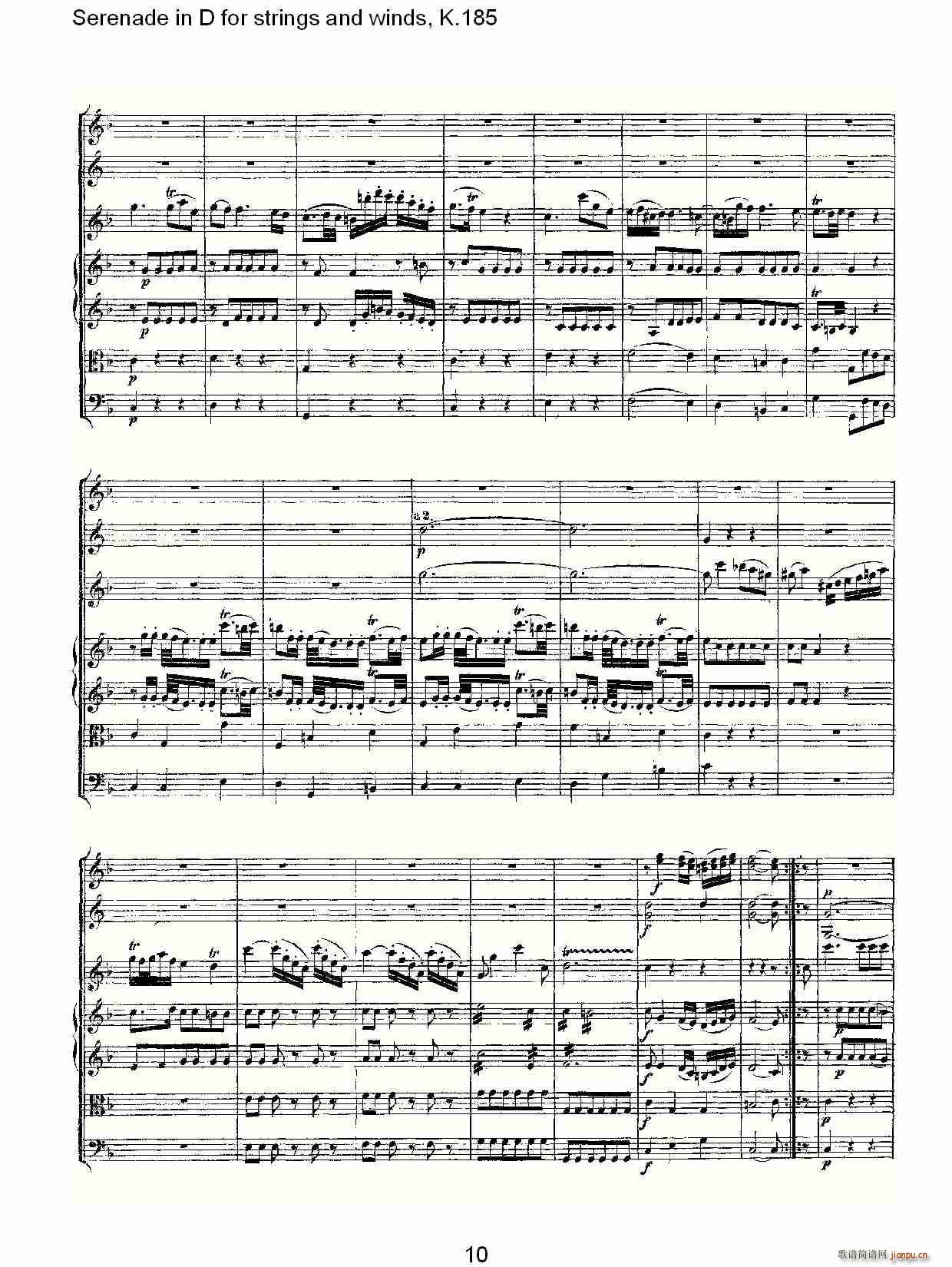 Serenade in D for strings and winds, K.185(ʮּ)10