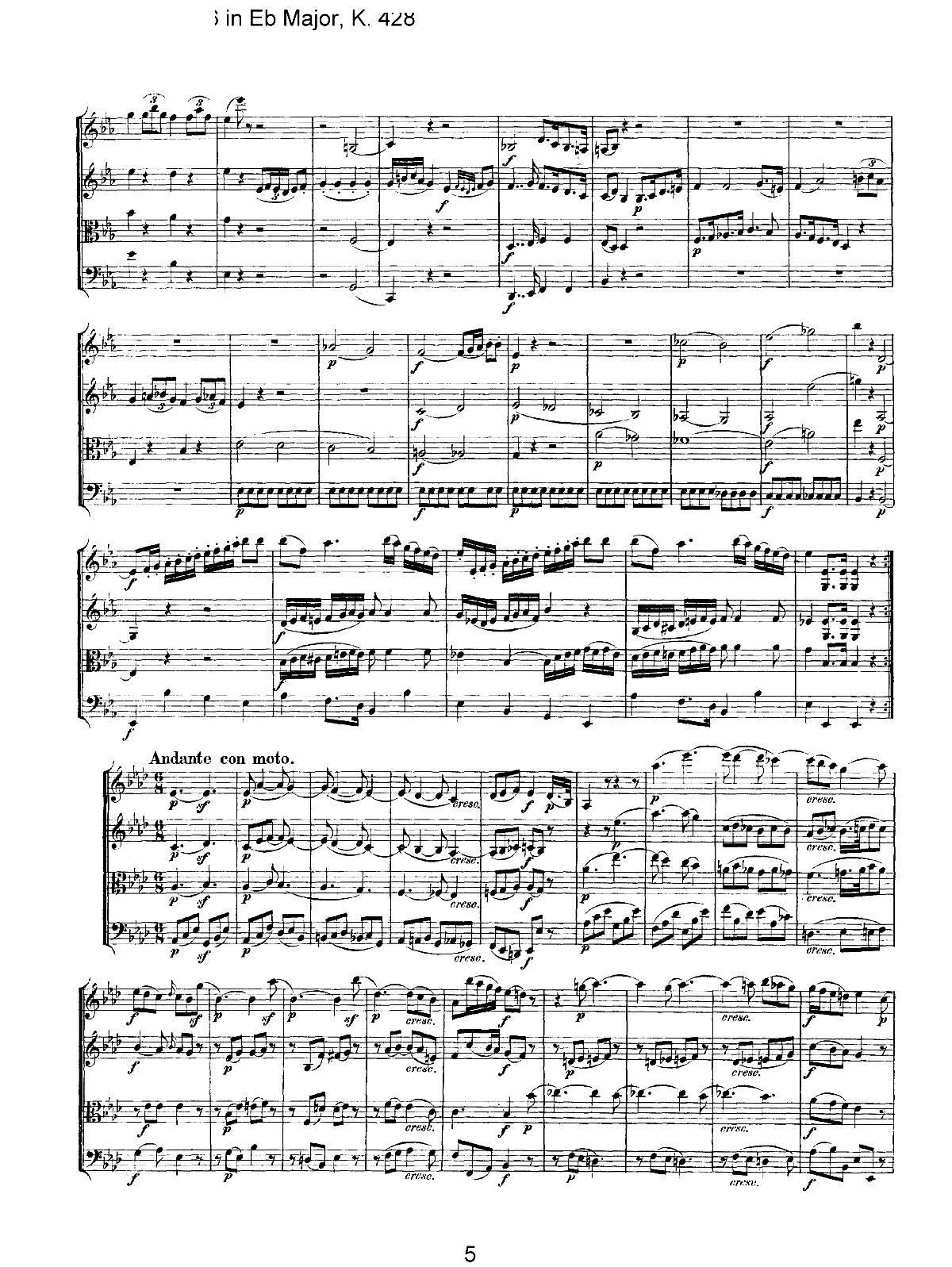 Mozart Quartet No 16 in Eb Major K 428()5