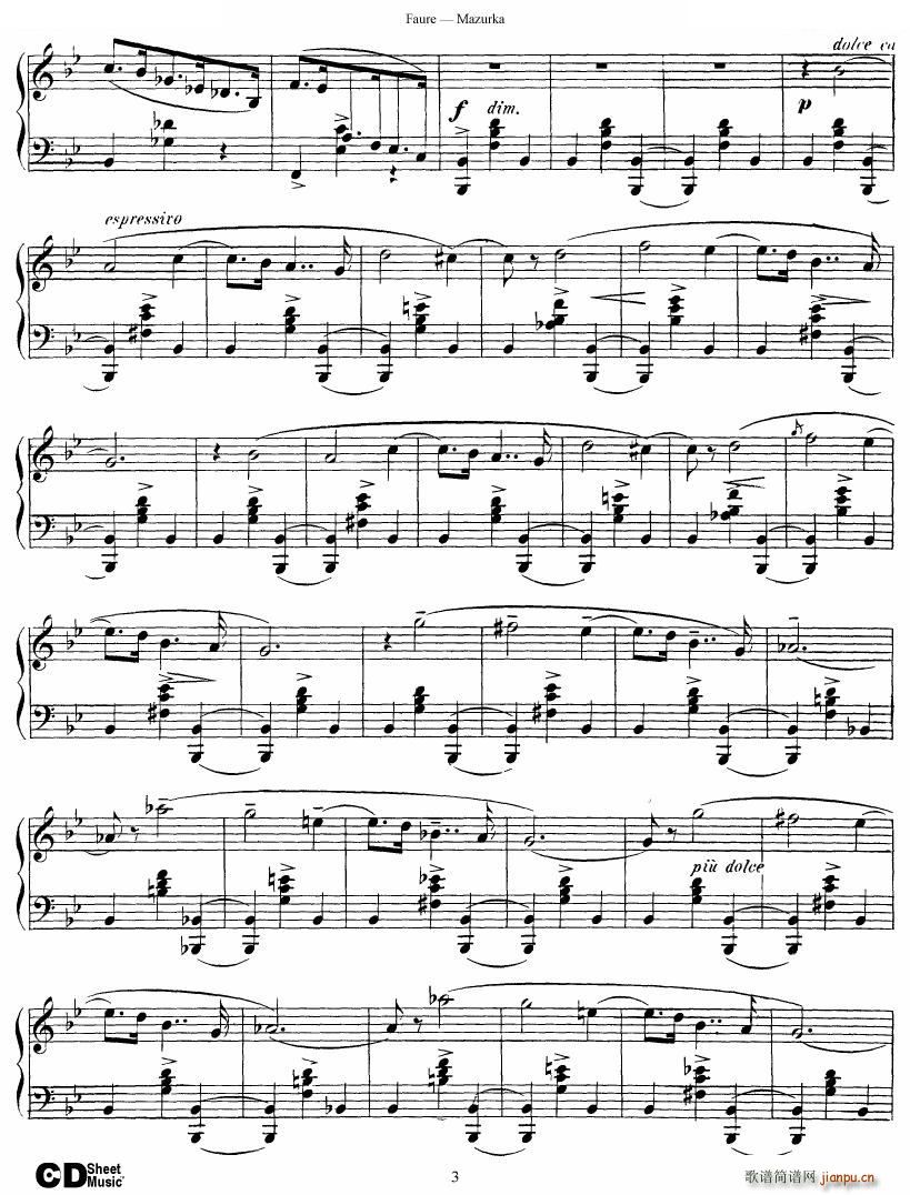 Faure Mazurka Op 32 Mazurka Op 32(ʮּ)3