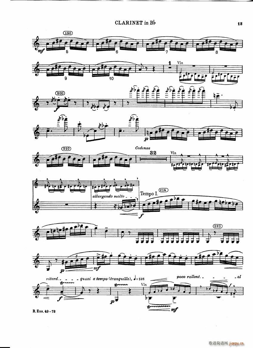 Bartok SZ 111 Contrasts clarinets A and Bb()13