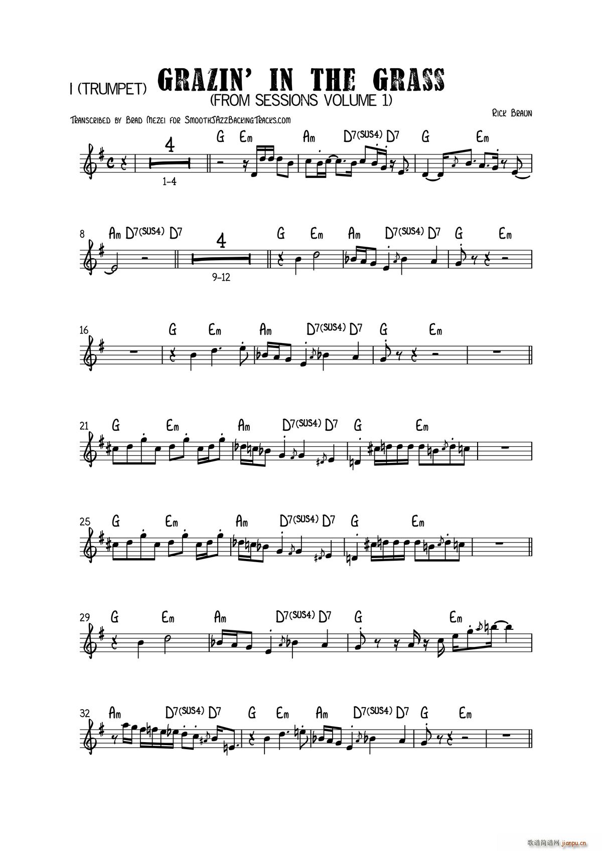 grazinin the grass(i trumpet) 歌谱简谱网