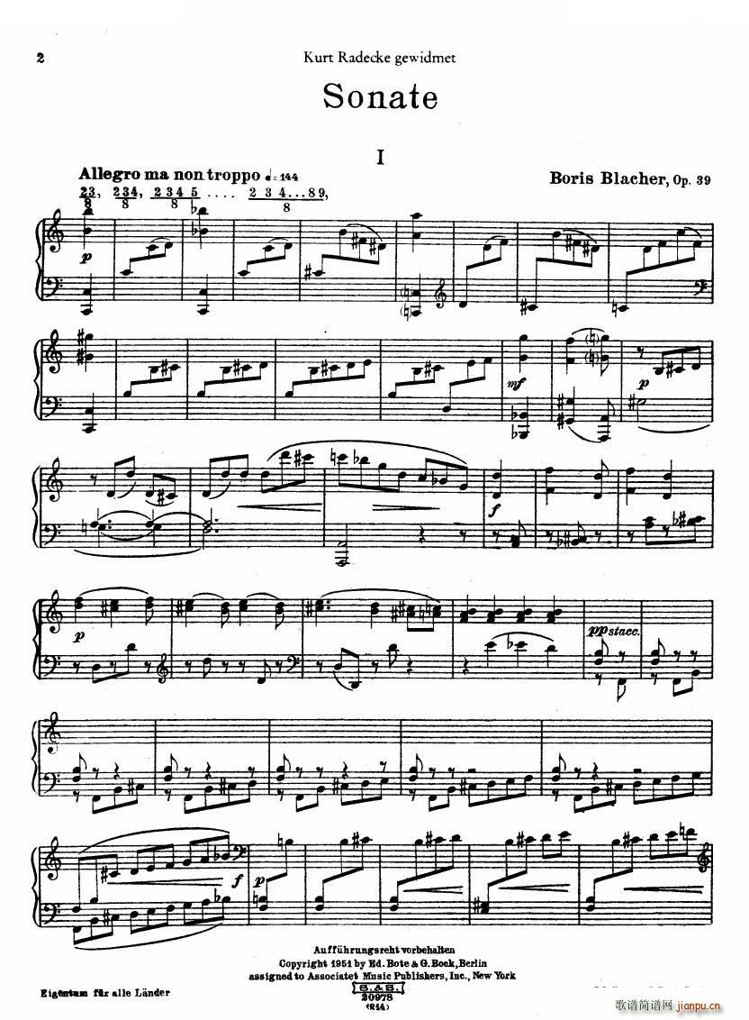 Blacher Sonata op39 Sonata op39(ʮּ)1