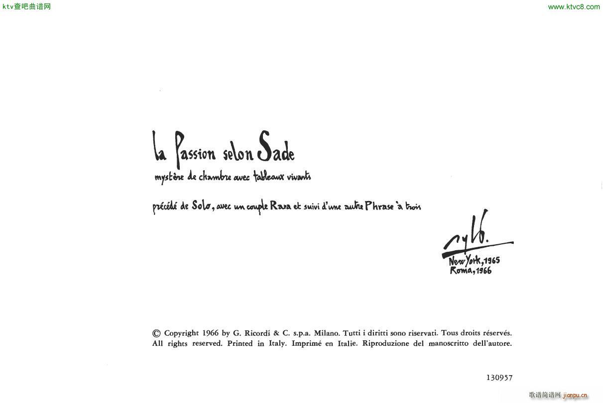 Bussotti La Passion Selon Sade()1