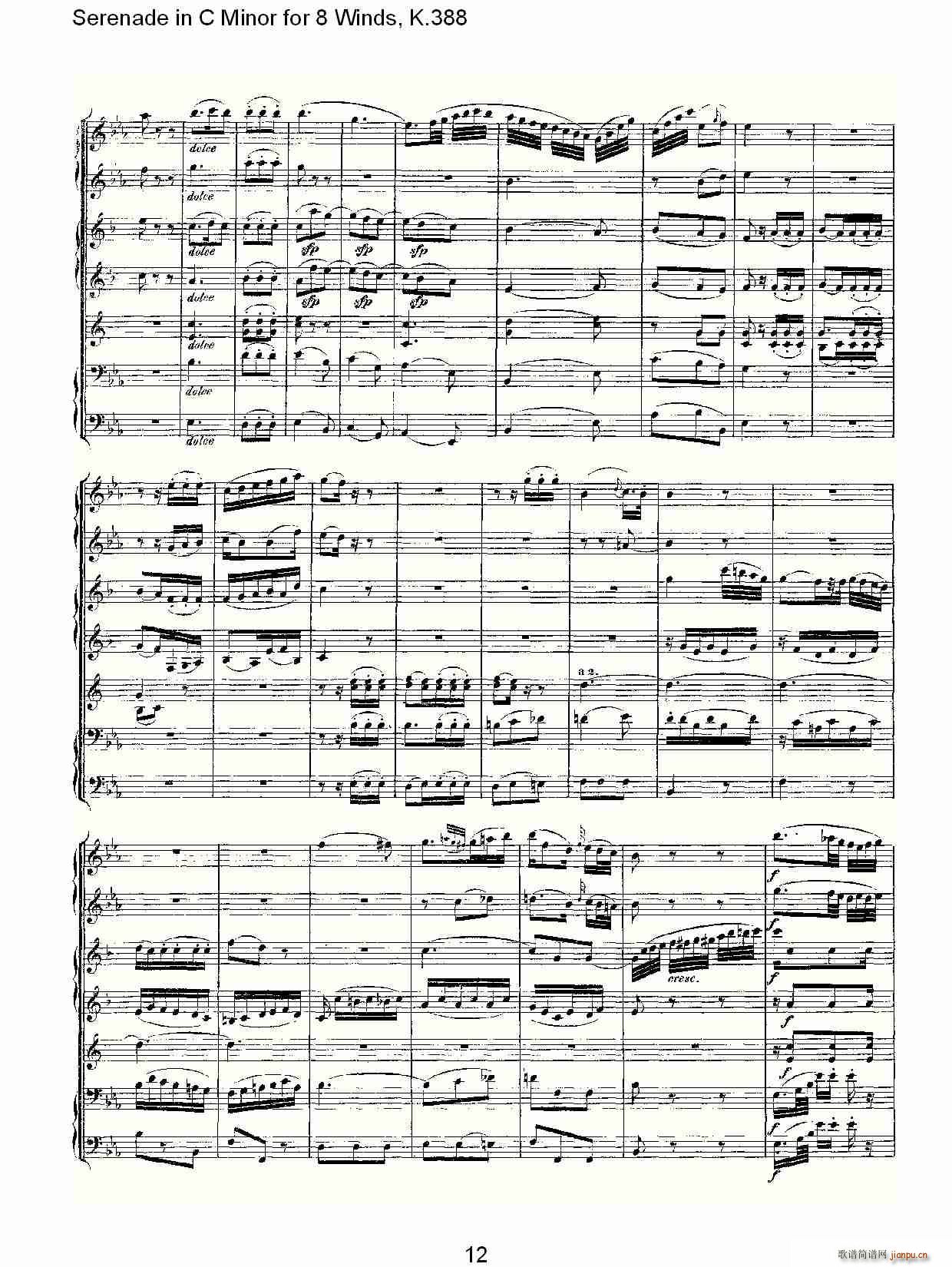 Serenade in C Minor for 8 Winds, K.388(ʮּ)12