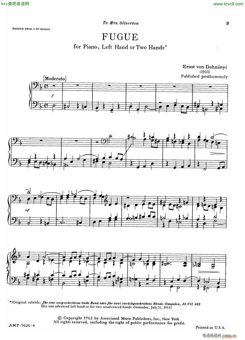 Dohnanyi Fugue for the left hand only()1