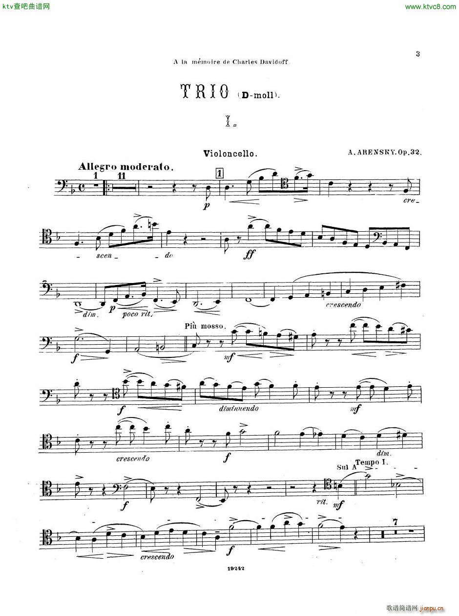 Arensky op 32 Piano Trio No 1 in D minor 1894 ()35