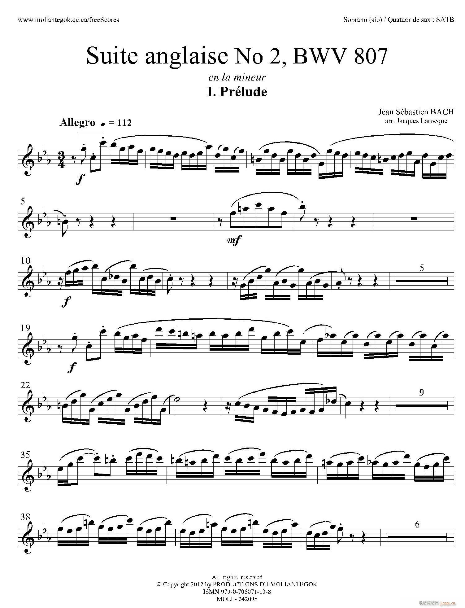 Suite anglaise No 2 BWV 807 ֮ ǰ ˹(ʮּ)1