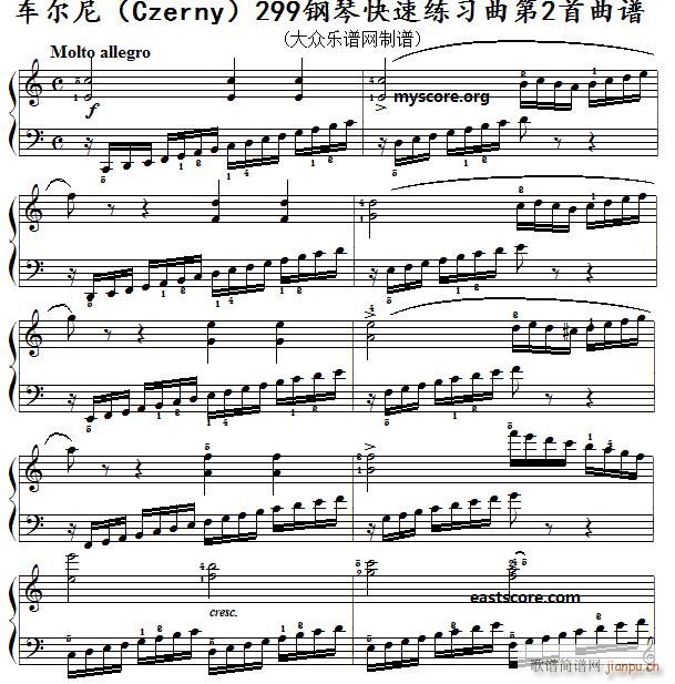 车尔尼钢琴快速练习曲czerny299第2首及练习提示