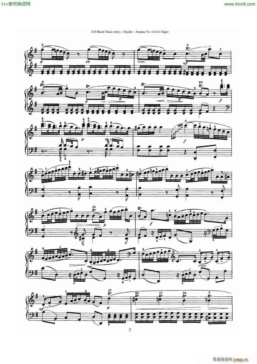 Haydn Joseph Sonata no 6 in G Major()3