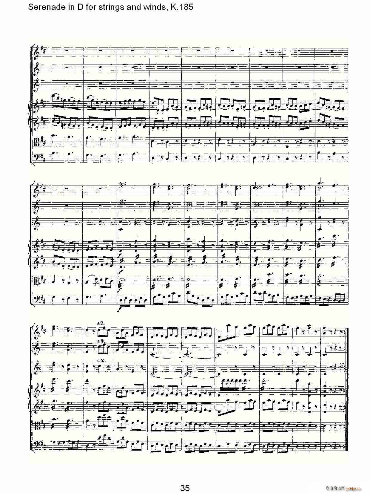 Serenade in D for strings and winds, K.185(ʮּ)35
