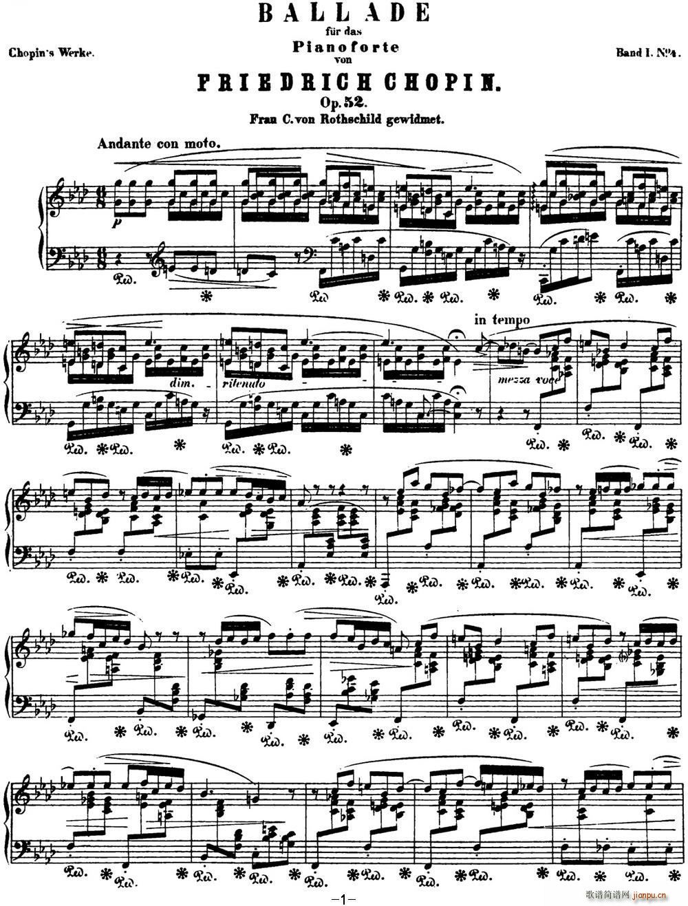 Ф 4 fС Chopin Ballade No 4 Op 52()1