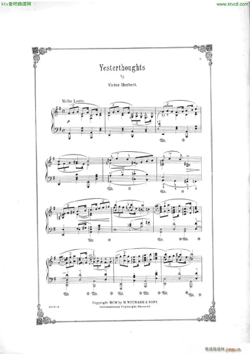 Victor Herbert Six Pieces No 3 Yesterthoughts()1
