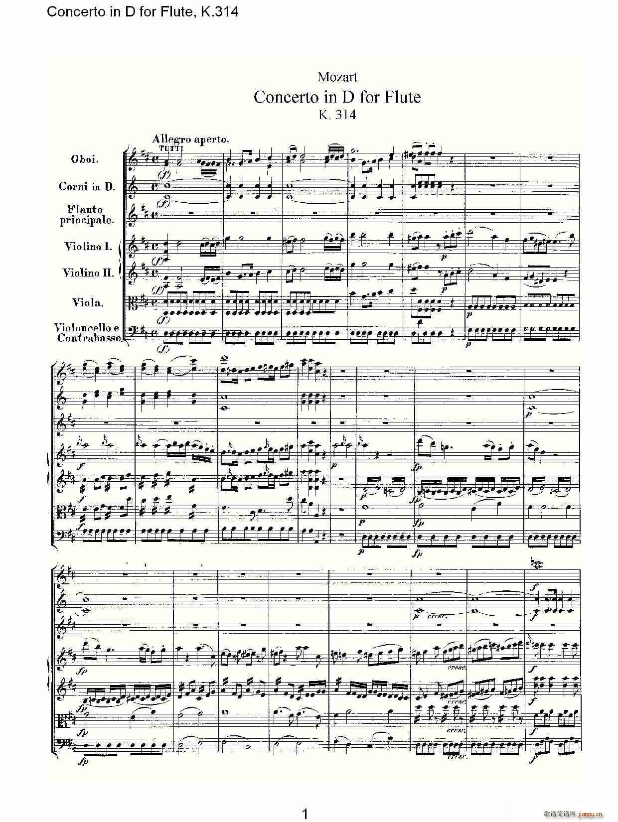 Concerto in D for Flute, K.314()1