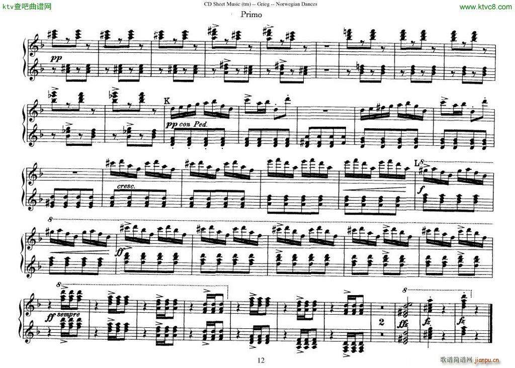 Grieg Norwegian Dance Op 35 1 4 Duet()12