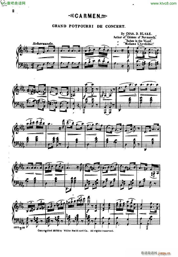 Bizet Blake Carmen Grande Potpourri de Concert()1