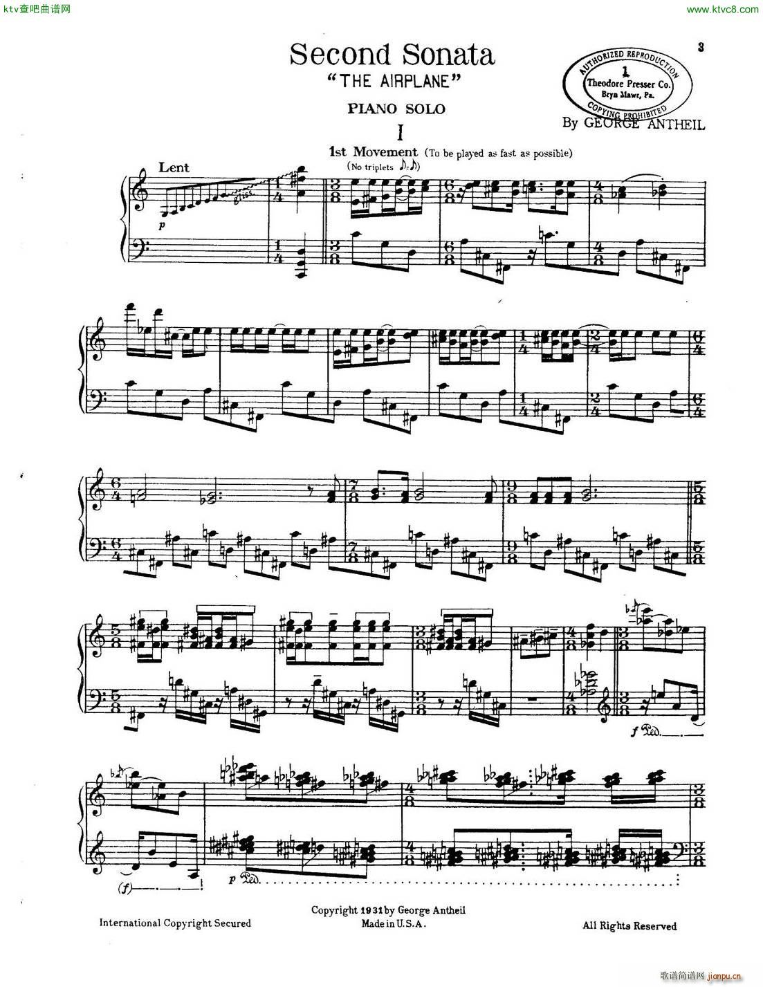 Antheil Piano Sonata No 2 The Airplane()1