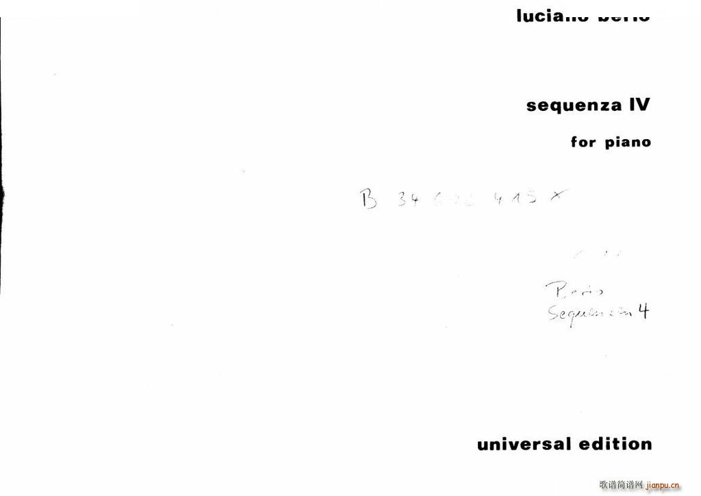 Berio Sequenza IV Sequenza IV(ʮּ)1
