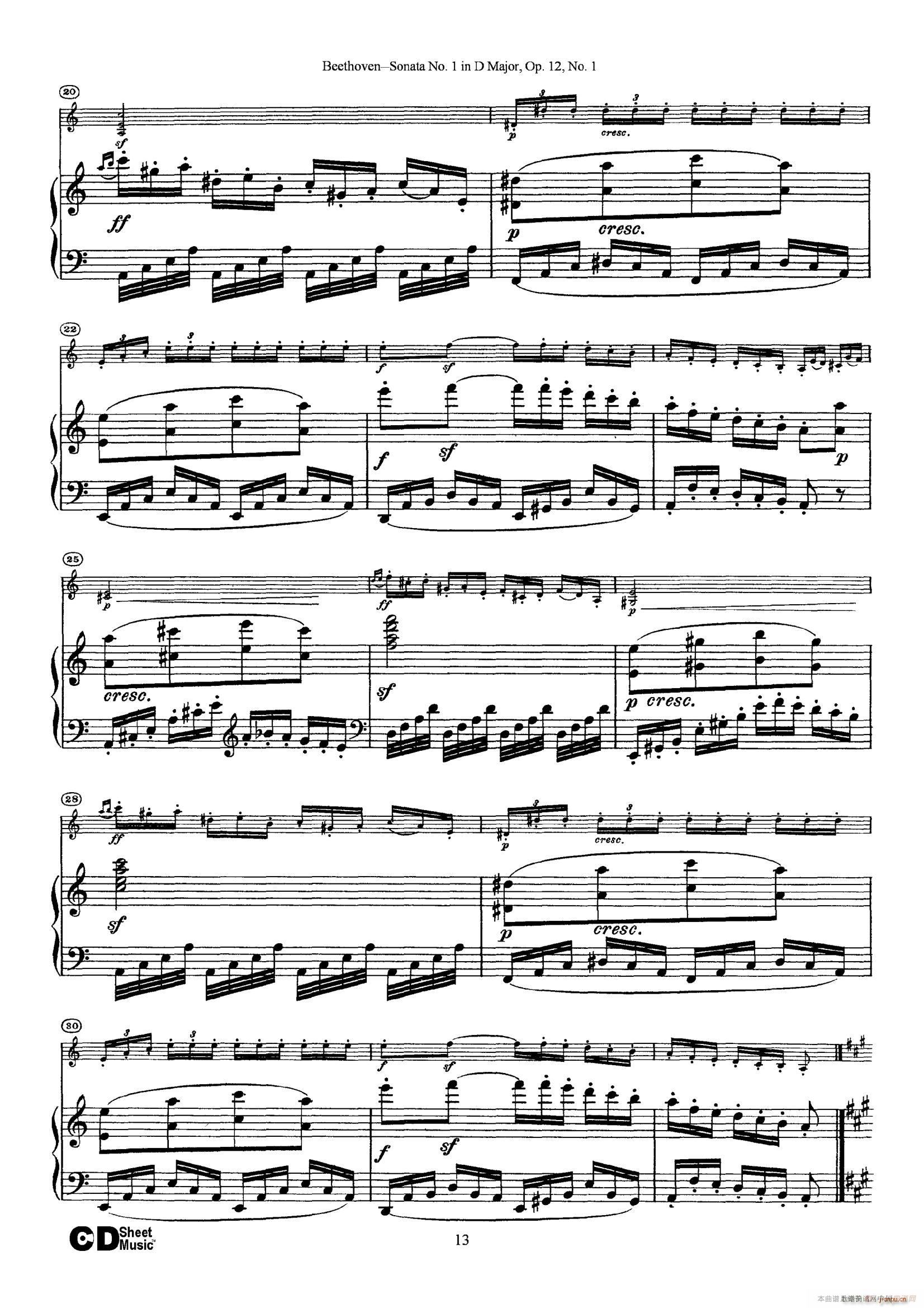 DһС Sonata No 1 in D Major Op 12 No 1 ٰ()13