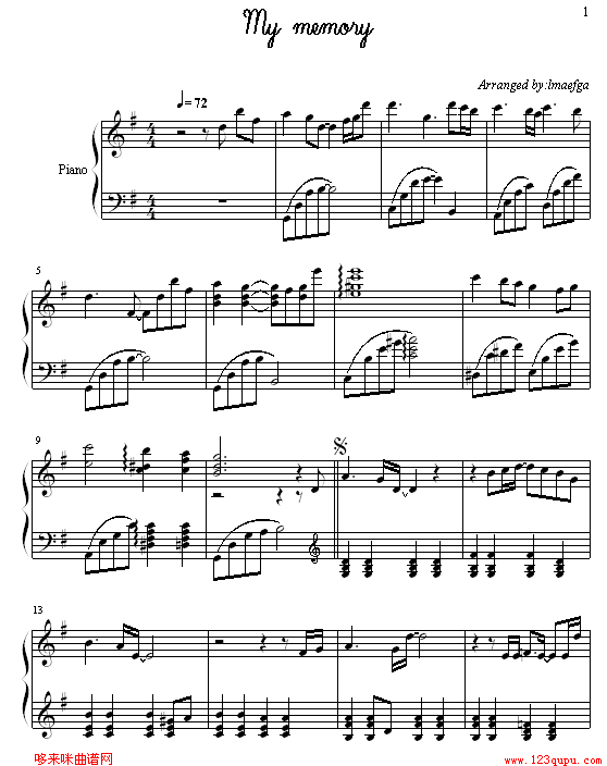 my memory-冬季恋歌 歌谱简谱网