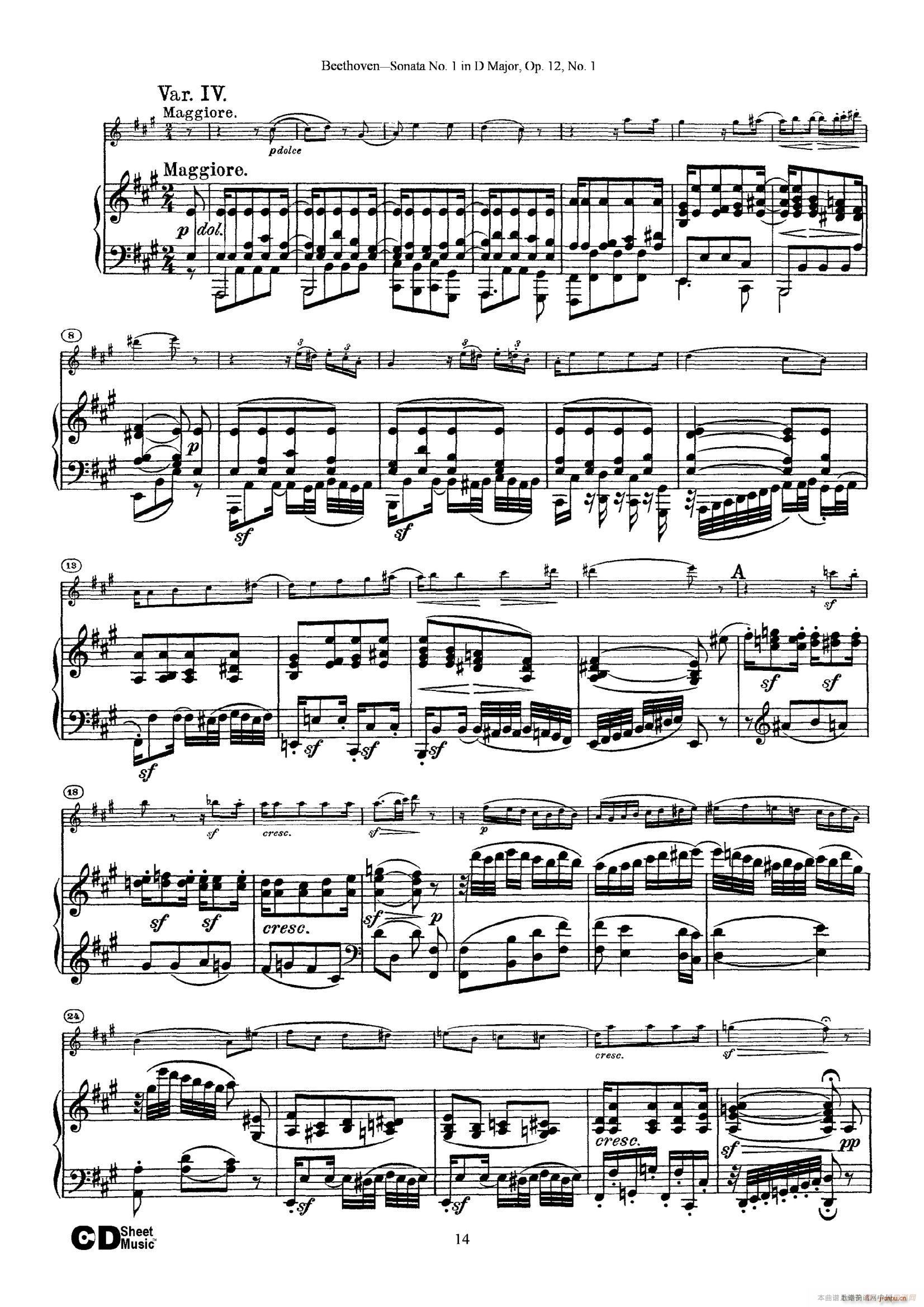 DһС Sonata No 1 in D Major Op 12 No 1 ٰ()14