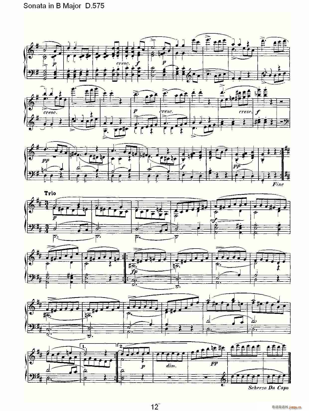Sonata in B Major D.575(ʮּ)12