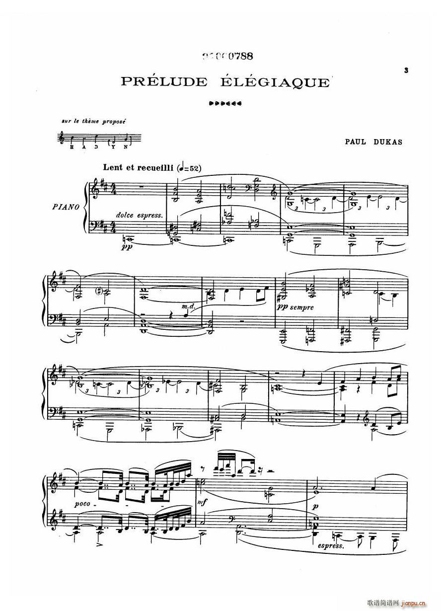 Dukas Prelude Elegiaque Prelude Elegiaque(ʮּ)1
