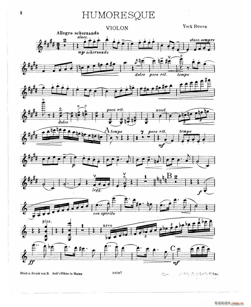 Bowen Humoresque for violin and piano()18