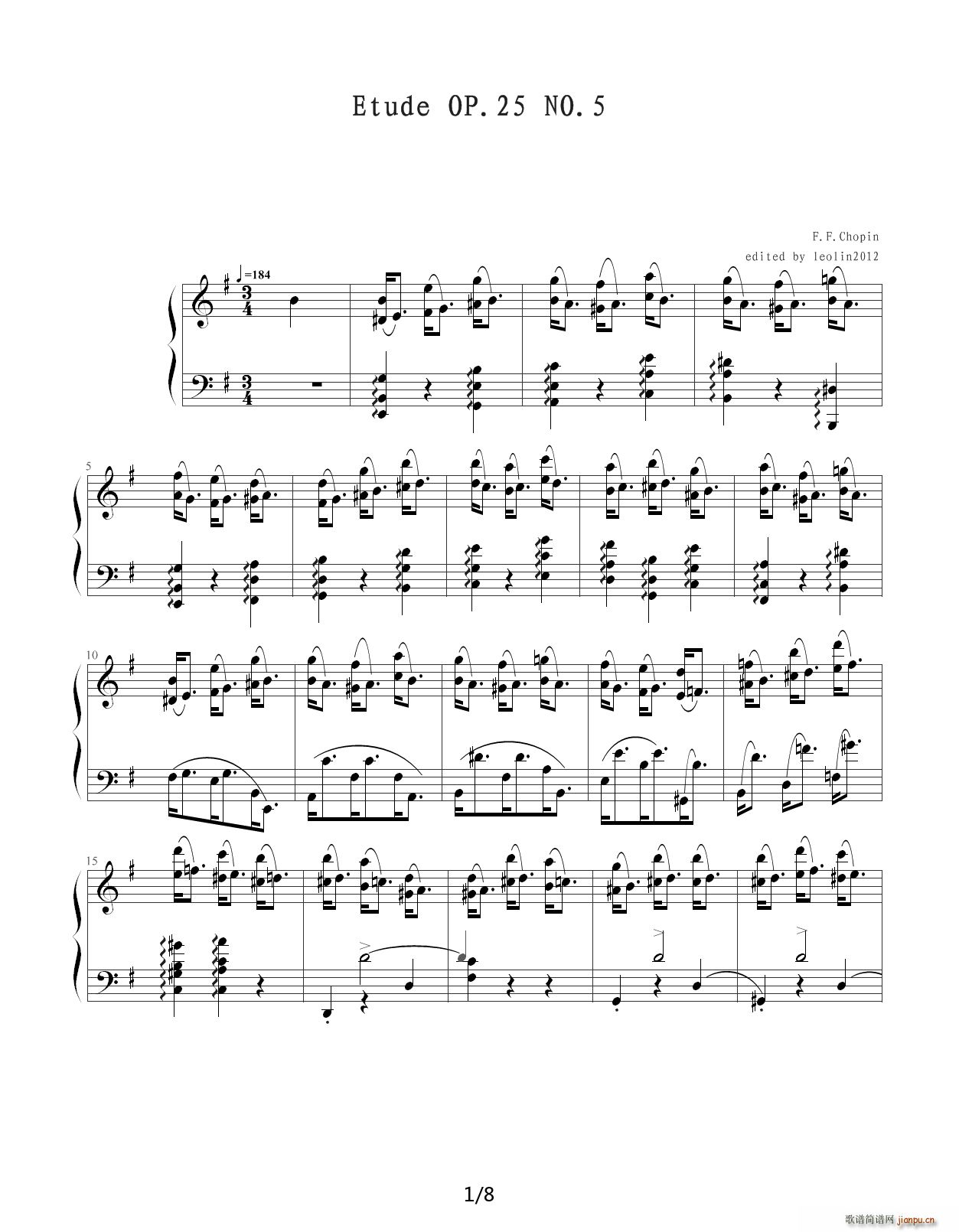 Chopin Ф ϰ Op 25 No 5  G()1