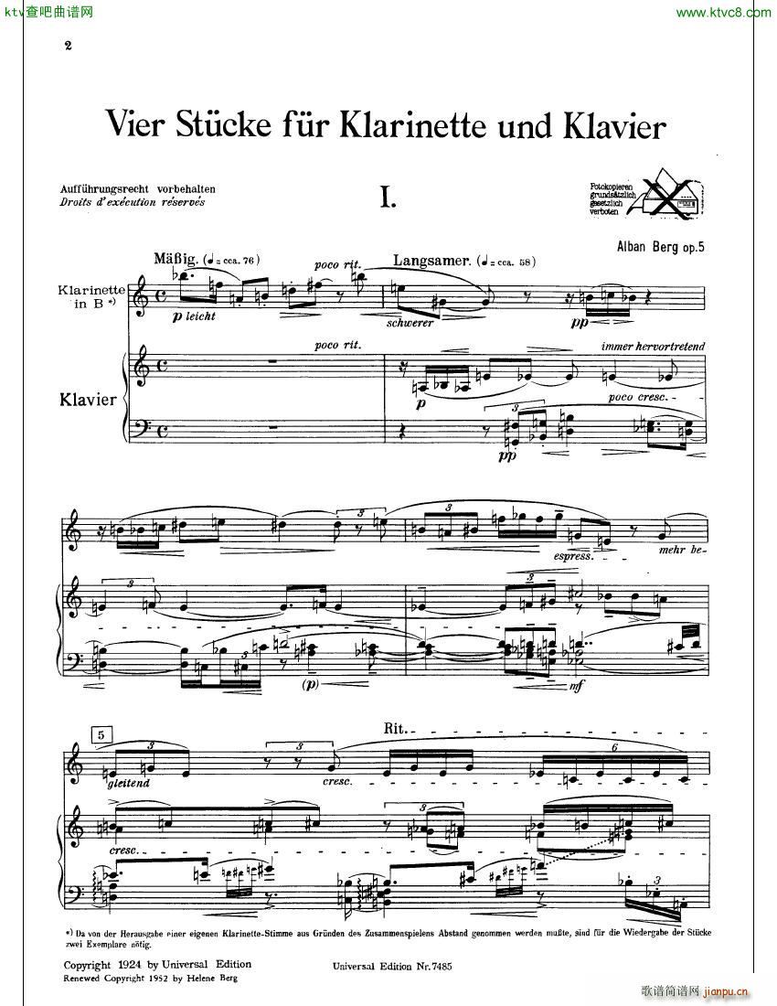 Berg op5 Vier Stcke fr kl klavier()3