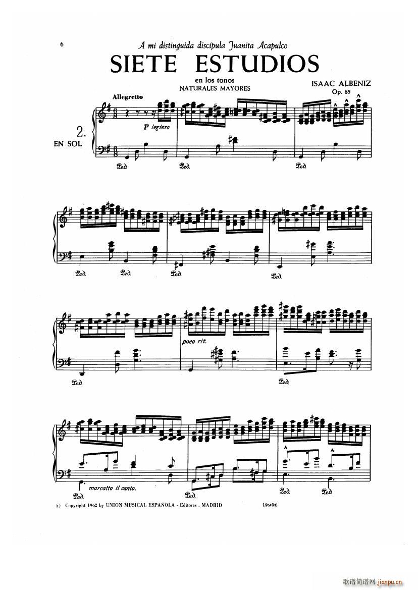 Albeniz op 65 Etudes no 1 7()6