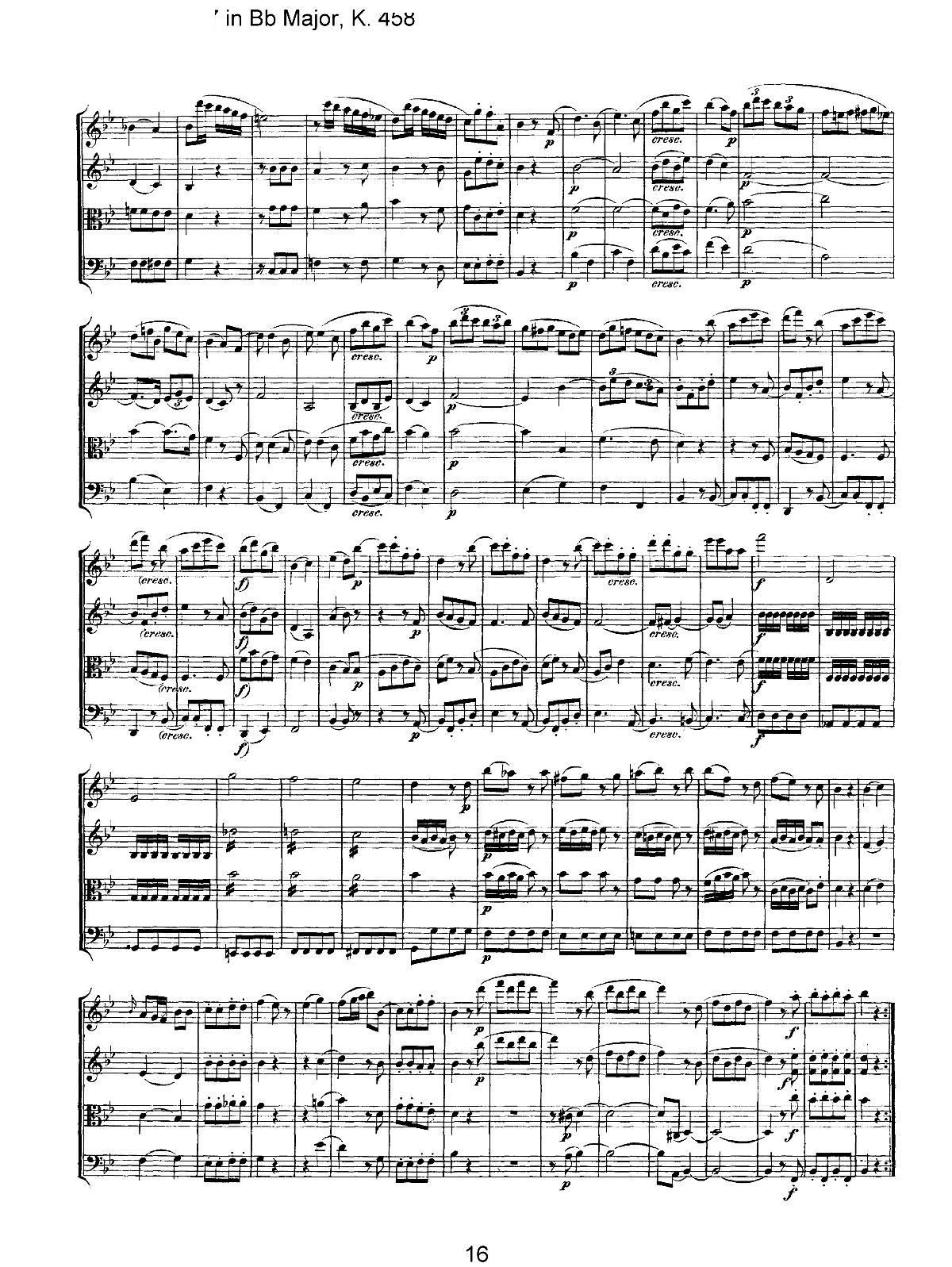 Mozart Quartet No 17 in Bb Major K 458()16