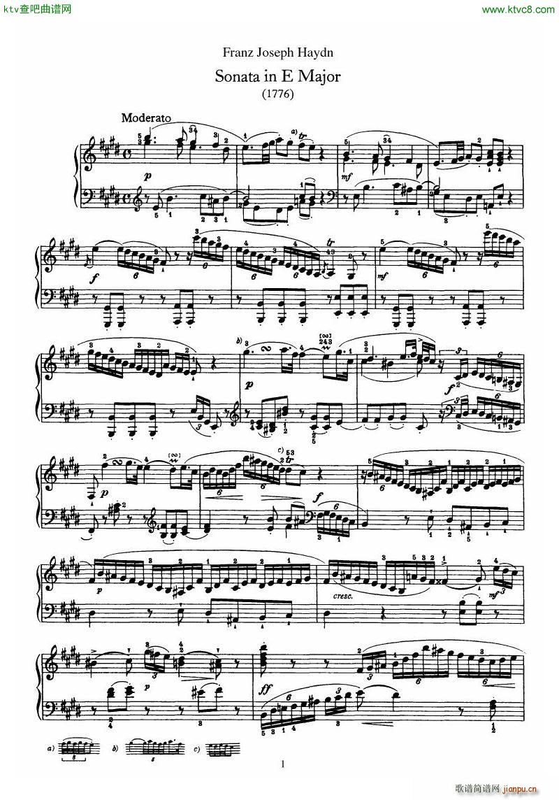 Haydn Piano Sonata No 31 In E()1