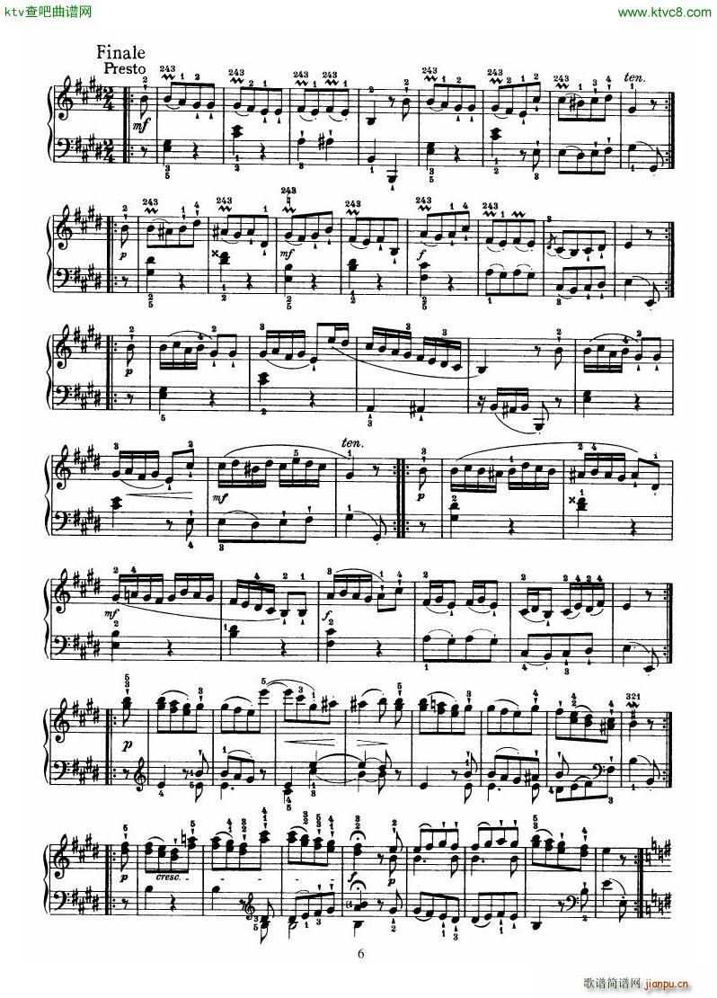 Haydn Piano Sonata No 31 In E()6