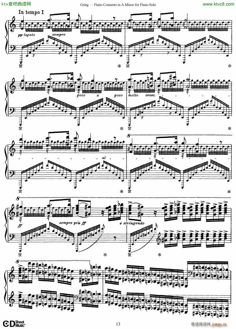 Grieg Piano Concerto solo arr 2 byGrieg()13