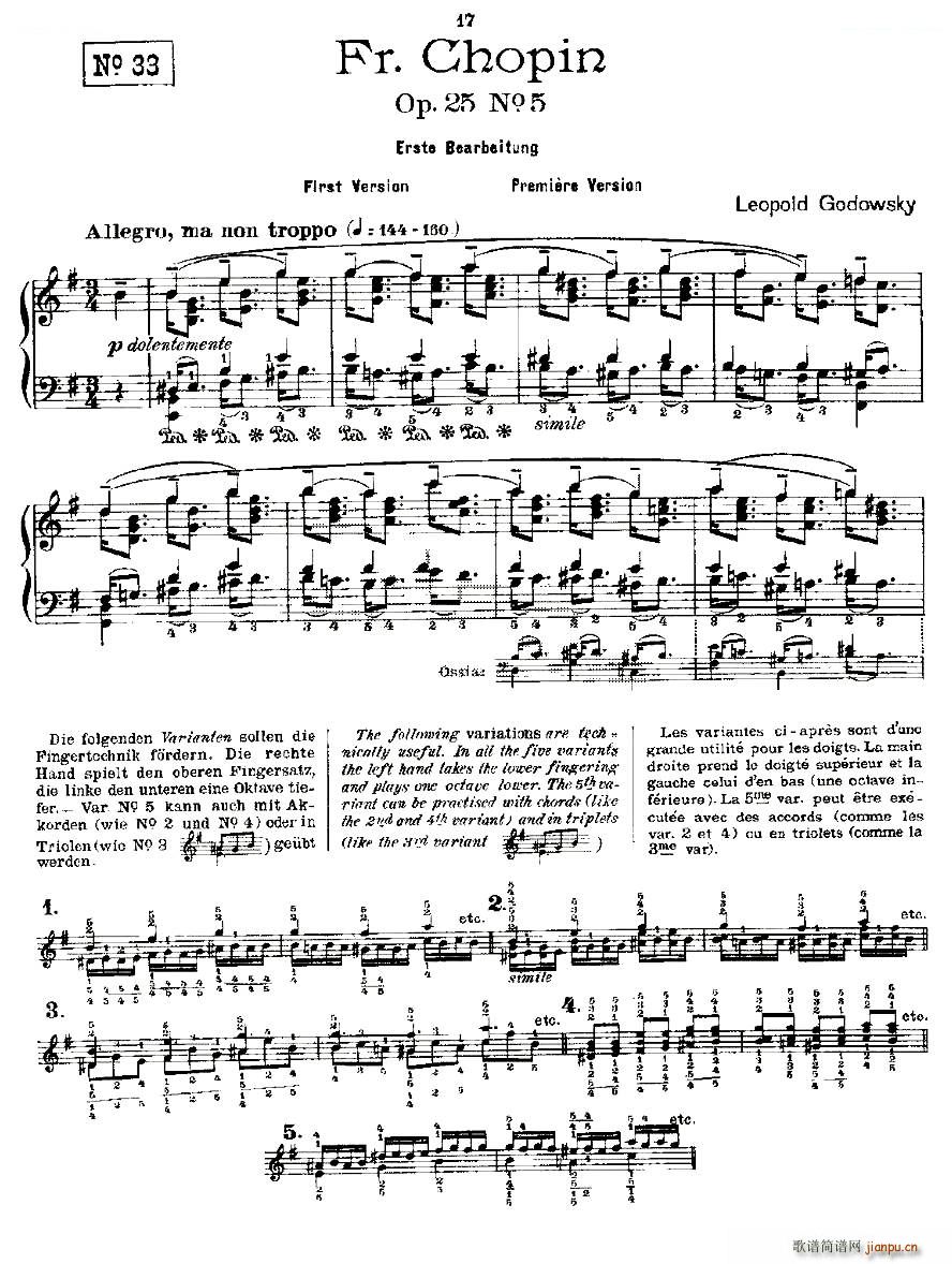 Ф ϰ Fr Chopin Op 25 No5 1()1